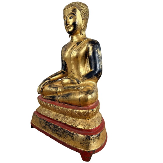 Estatua antigua de Buda birmano de bronce con cuenco de limosnas – 24,2 kg – Esculturas, Bronze (photo 8 of 10)