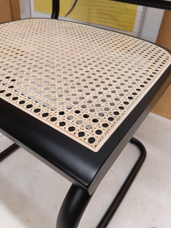 Image 1 of ALIVARMVSEVM 104. SET of 2 CESCA B32 Chairs (NEW) in Black Frame Limited Edition 