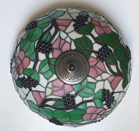 Image 1 of Large (40cm) Tiffany / stained glass grape pendant lamp
