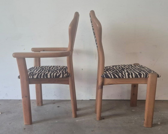 Image 1 of Brutalist pinewood dining chairs