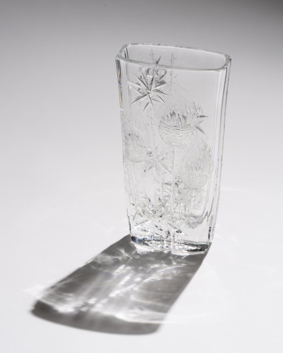 Image 1 of Jarrón "Cardo" de cristal de Bohemia de Josef Švarc Poděbrady Bohemia Glassworks checo en caja original