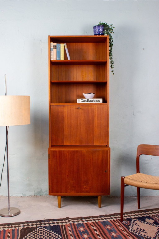 Vintage teakhouten dressoir/secretkast/boekenkast uit het midden van de 20e eeuw.