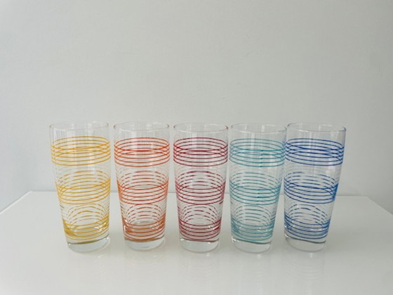 Image 1 of Set of 5 vintage Scandinavian long drink glasses