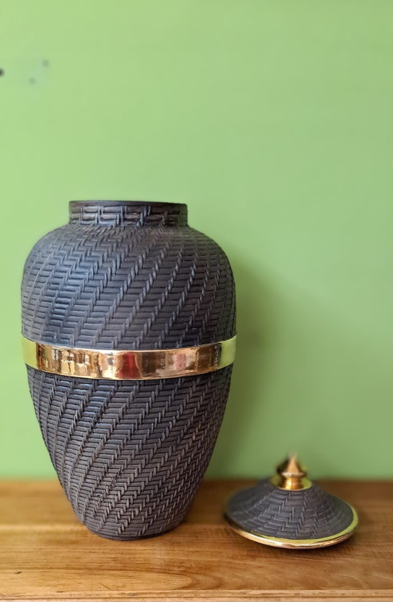 Vaso con coperchio Ceramer ceramica/ oro, Vasi, Nero (foto 4 di 8)