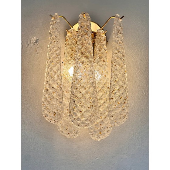 Image 1 of Mid-Century Modern “Conchiglie” Murano glazen wandlampen met gouden accenten – Set van twee