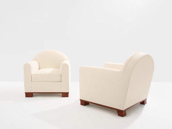 Image 1 of Paire de fauteuils club modernistes en palissandre, Jacques Adnet, 1931