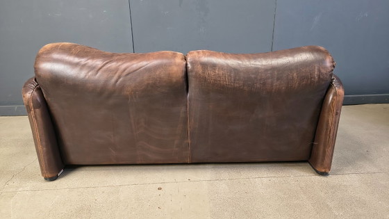 Image 1 of Canapé Maralunga en cuir par Vico Magistretti pour Cassina, 1970