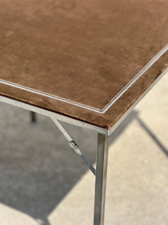 Image 1 of Christian Dior folding games table in steel and velvet 1970