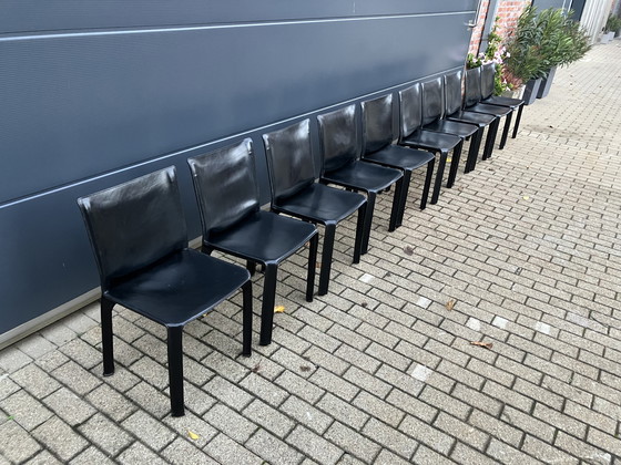 Image 1 of 10x Chaise de cabine Cassina Mario Bellini Harnais en cuir noir