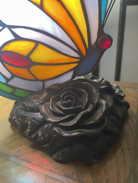 Image 1 of Vintage Tiffany-style butterfly lamp
