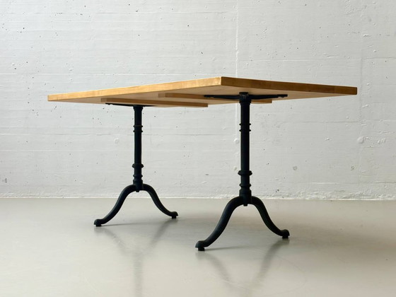 Image 1 of Solid beechwood coffee table with cast iron legs, 1980s