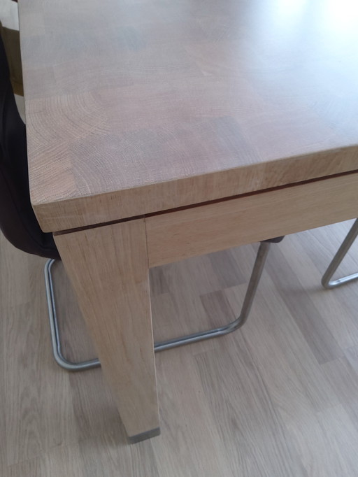 Oak table made of end grain wood