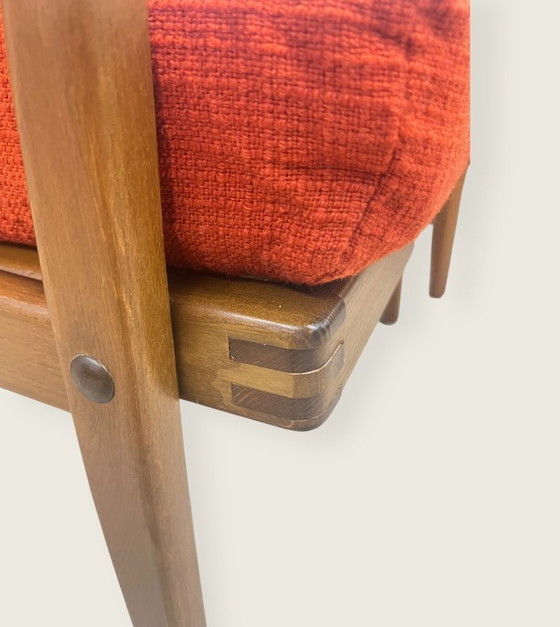 Image 1 of Poltrona vintage / poltrona da cocktail – anni '60 – stile scandinavo – legno massello – rivestimento originale sfoderabile