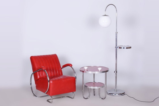 Coppia di poltrone Bauhaus restaurate, di Hynek Gottwald, in pelle, ceche, anni '30. – Leather, Metal (photo 5 of 17)