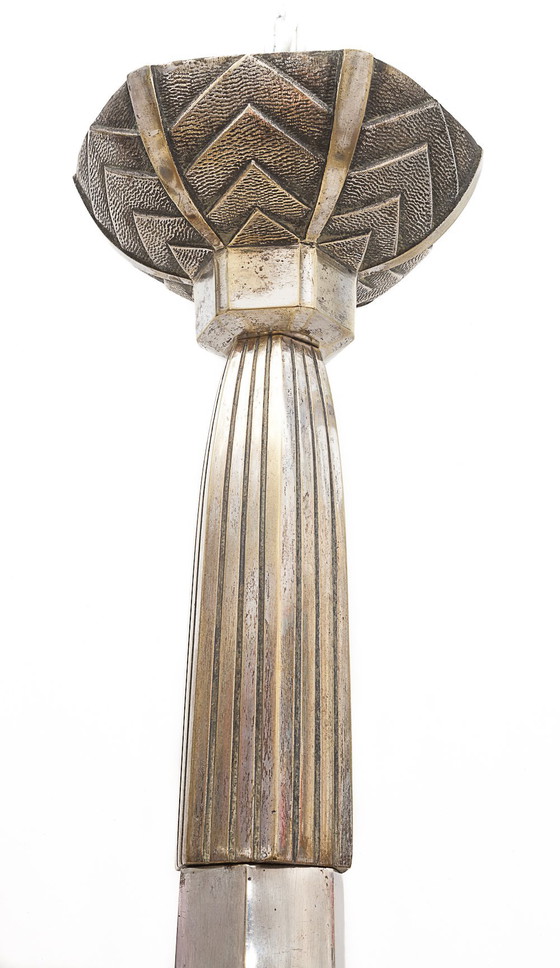 Image 1 of Art Deco Kronleuchter aus versilbertem Messing, 1920