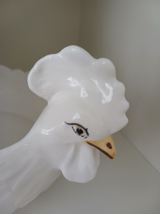 Vintage Italian Ceramic Bowl / Jardinière with Rooster Heads – Hand-painted (photo 3 of 8)