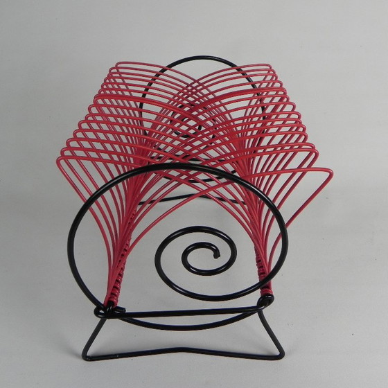 Record rack for singles or LPs, 1950s – Magazine rack, Iron, Plastic (photo 6 of 10)