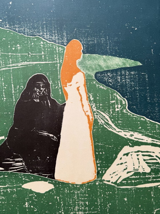 Image 1 of Edvard Munch (1863–1944), Two Women On The Shore” Exhibition Poster (1969, Lacma),mourlot Studio Lithograph, Printed In France