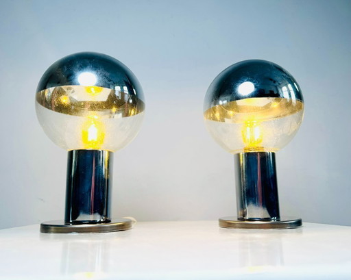 Verchroomde tafellamp van Motoko Ishii voor Staff Leuchten, Duitsland, jaren 70