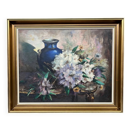 Schilderij "Stilleven met bloemen" – schilderijen tekeningen, Canvas