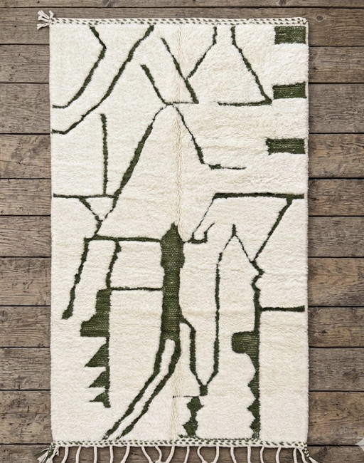 Handgeknüpfter marokkanischer Beni-Ouarain-Teppich, modernes abstraktes Design – 247 x 153 cm

