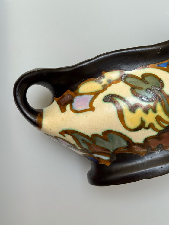 Image 1 of  Art Deco Hand-Painted Jardinière by C.M. Bergen, Belgium (c. 1920s–1930s) 