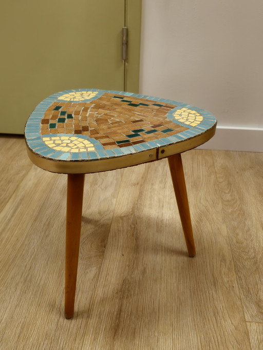 Mesa auxiliar de mosaico vintage, mesa para plantas