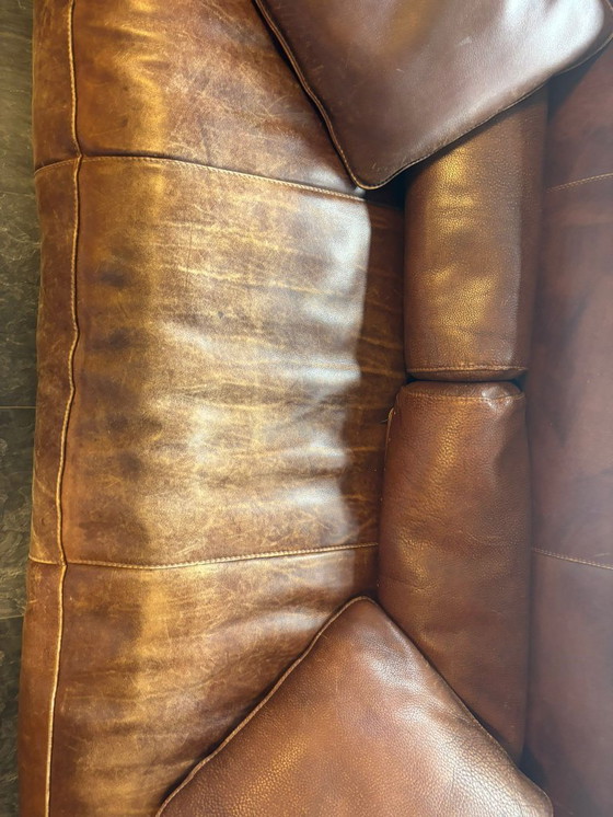 Image 1 of 2 X Baxter Alfred 3.5 zits Buffel lederen banken met rollen en kussens