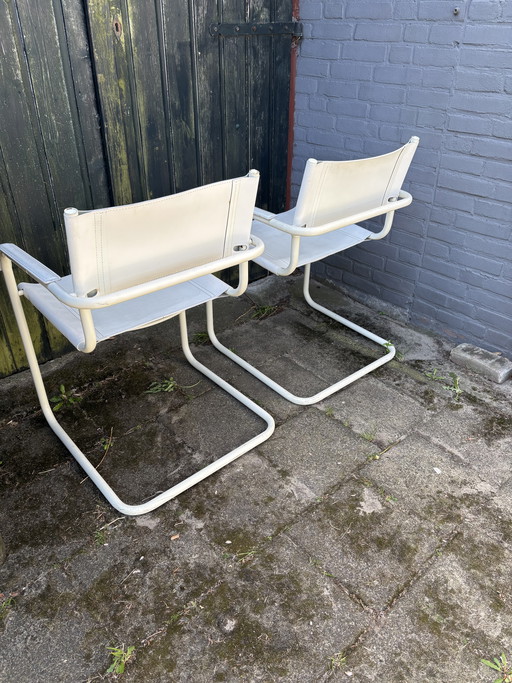 2-piece Mart Stam Bauhaus tubular frame chairs Matteo Grassi 1970s