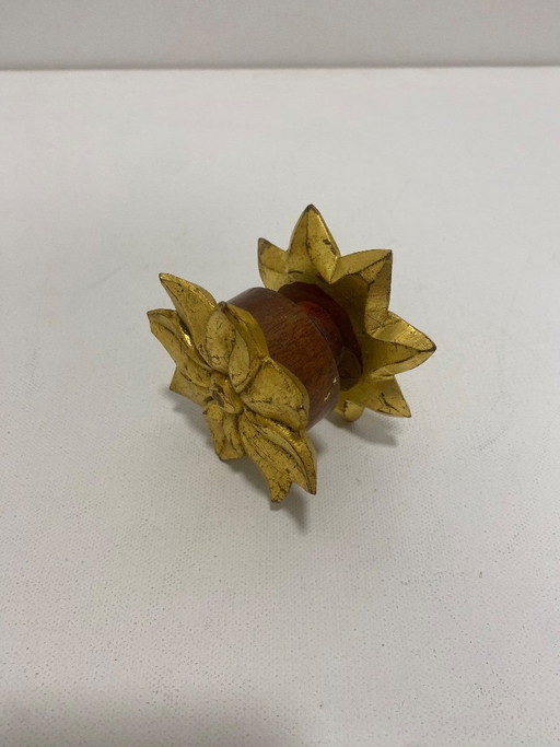 Paire de poignées de porte en chêne sculpté à la main, dorées, Gio Ponti Guglielmo Ulrich