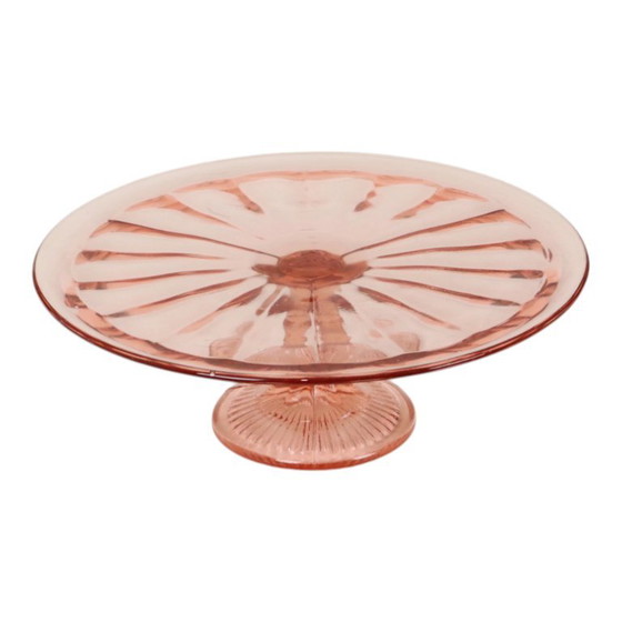 Roze Art Deco Taartschotel Gebak Schaal Depression Glass – Tafelaccessoires (photo 3 of 13)