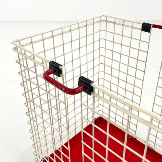 Image 1 of Red Wire Laundry Bin, 1980s