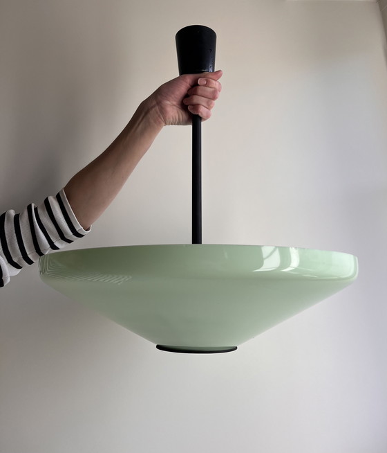 Image 1 of Paar Pendelleuchten aus Opalin Art Deco 1940