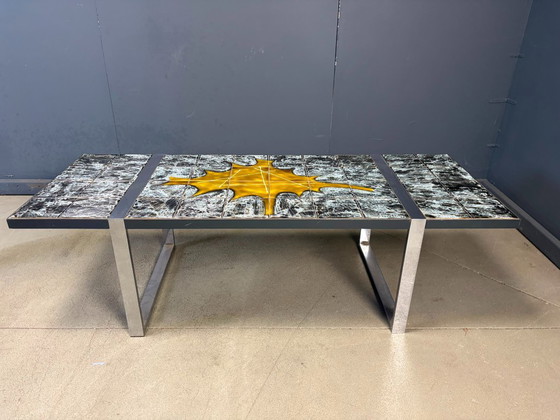 Mesa de centro de cerámica de Jean D'Asti, Francia, década de 1960. – Mesas de centro, Ceramic, Metal (photo 9 of 10)