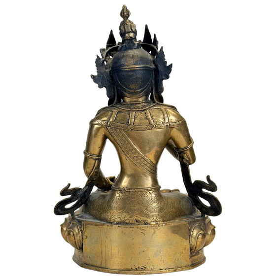 Esculturas monumentales tibetanas de Vajrasattva – Bronce dorado al fuego, influencia Newar y sello nepalí – (photo 9 of 11)