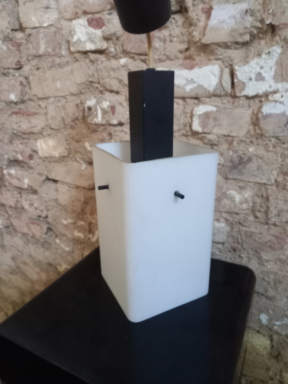 Image 1 of Opaalglazen kroonluchter uit de jaren 60, gemaakt door Stilux 