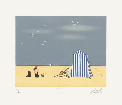 Francis LATREILLE An Afternoon at the Beach Signed lithograph 1995