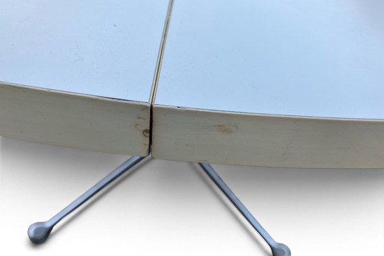 Tavolo da pranzo vintage originale Herman Miller Fehlbaum 120 Ø – Tavoli da pranzo, Cromo, Legno (photo 6 of 6)