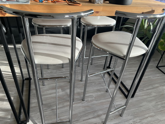 Image 1 of 4x Barstools Eighties Chrome