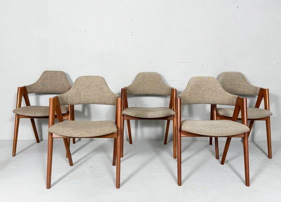 Image 1 of Set di 5 sedie/sedie da pranzo di Kai Kristiansen per Sva Møbler, modello: 'Compas', Danimarca, anni '60