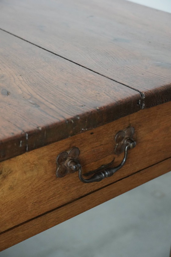 Image 1 of Large antique French farm dining table for 6 to 8 people