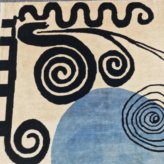 Handgeknüpfter Schmetterlingsteppich aus Wolle und Seide – Zeitgenössische abstrakte Kunst (200 x 300 cm) (photo 7 of 8)