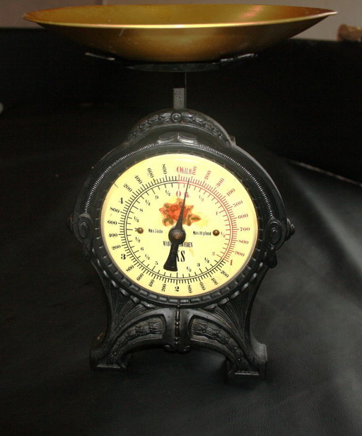 Balance de cuisine EKS vintage rare – style maison de campagne / Art Nouveau – entièrement fonctionnelle !