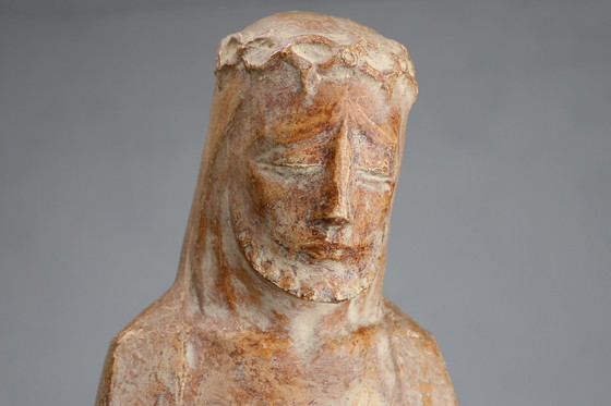 Image 1 of Religieus standbeeld Jezus Christus in Art Deco Stijl door Belgische kunstenaar André Teackens