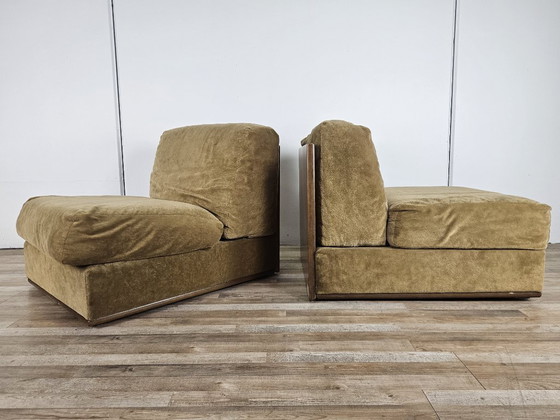 Image 1 of Three fabric lounge chairs 70s