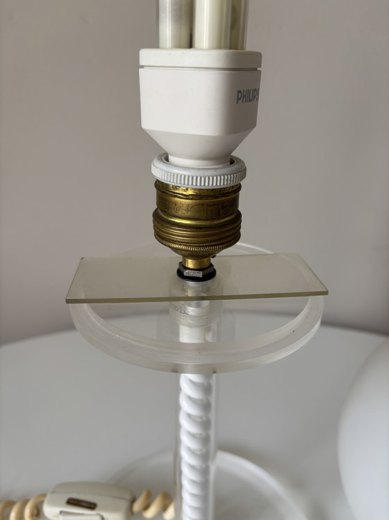 Harco Loor Table Desk Lamp With Perspex Frame & Glass Bowl, 1960s – Table lamps, Plastic (photo 7 of 11)