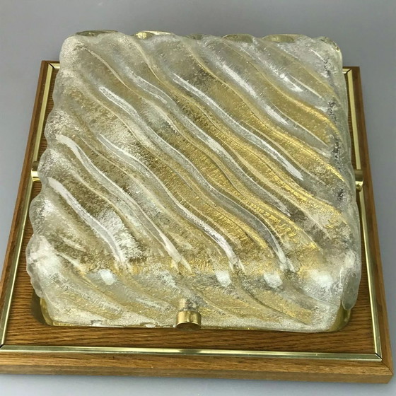 Image 1 of Lámpara de techo de los años 60 y 70, plafón empotrado de cristal de hielo, diseño de la era espacial.