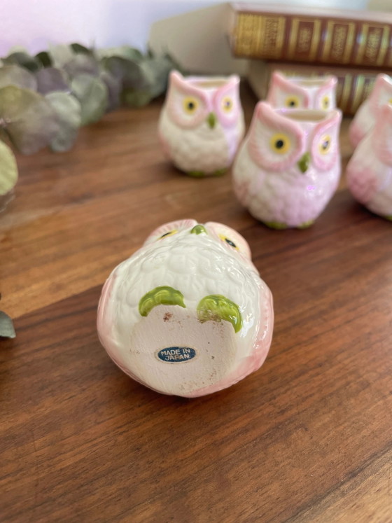 Lote de 4 macetas de búho de barbotina, hechas en Japón (photo 2 of 3)