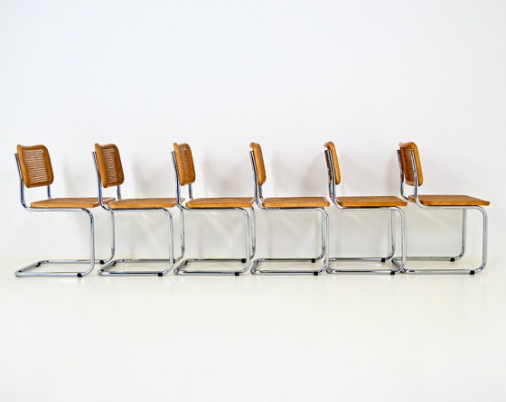 Chaises de salle à manger Style B32 par Marcel Breuer, Lot de 6 – Rattan, Wood (photo 4 of 10)