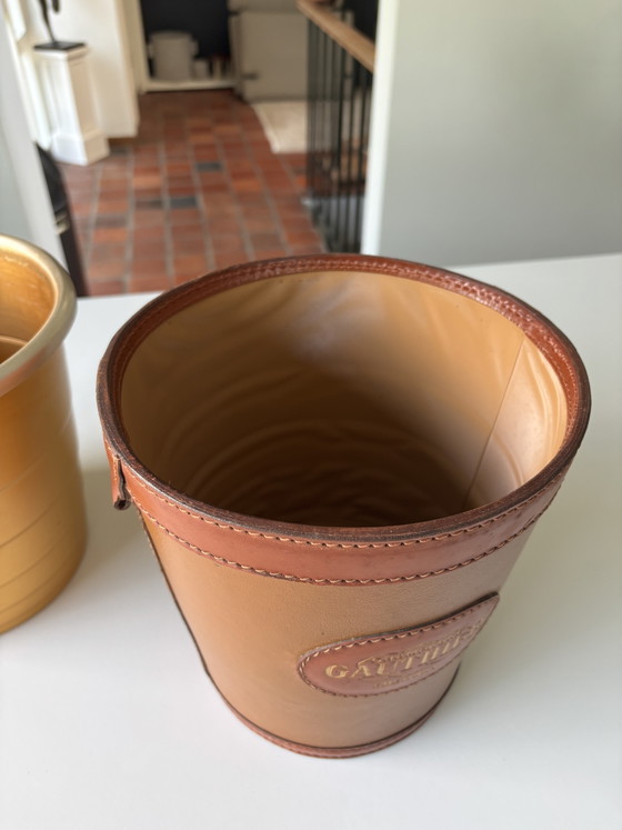 Image 1 of Vintage Gauthier champagnekoeler met leer 